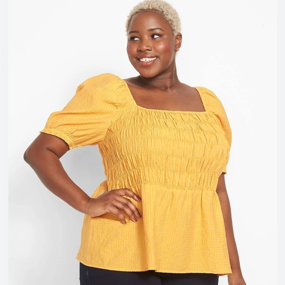 Lane Bryant Bright Orange Short Puffed Sleeve Blouse plus Size 18